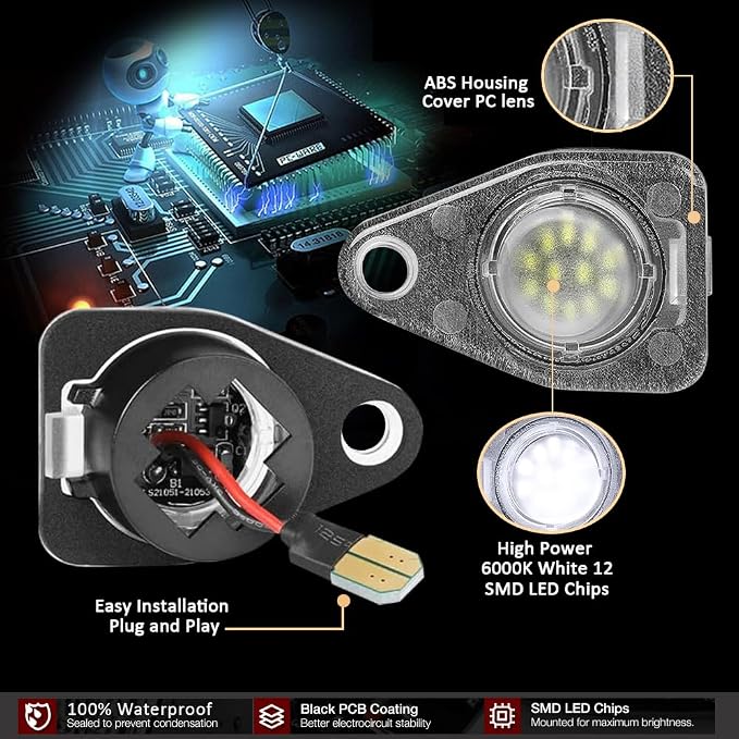 D-Lumina LED License Plate Light Tag Lamp Assembly for 2003-2014 Expedition, 1996-2007 Taurus, Freestar Freestyle Mercury Sable Monterey Lincoln Avaiator Navigator, 6000K White Tag Lights, Pack of 2