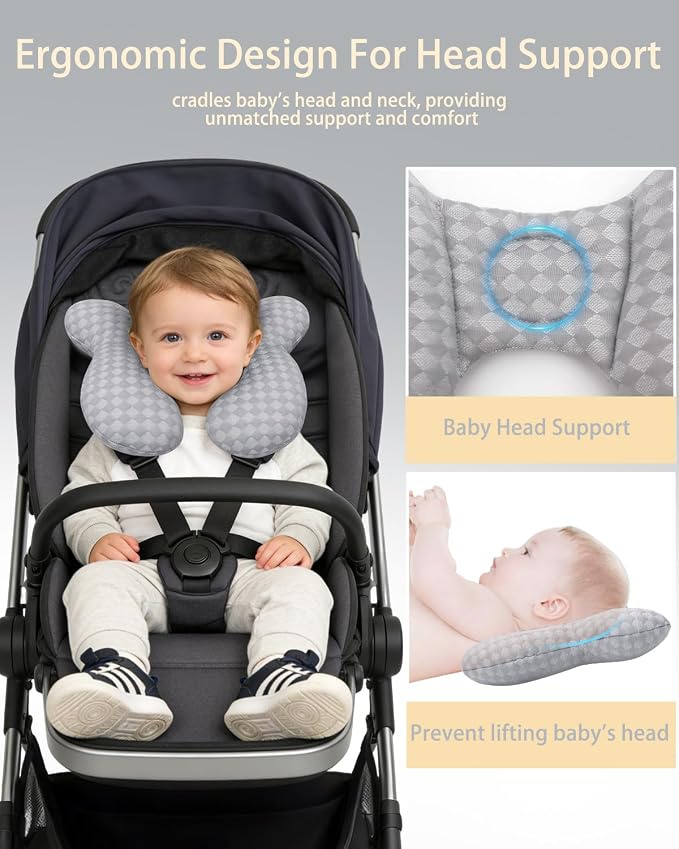KAKIBLIN Baby Travel Pillow, Upgraded Baby Neck Pillows for Car Seat, Infant Neck Support Pillow for Head and Neck,Newborn Head Support for Car Seat,Pushchair