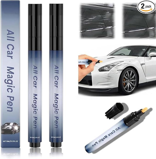 All Car Magic Pen, Magic Car Scratch Removal Pen, Lasting Car Scratch Remover, Quick Fix for Scratches and Paint Damage,Easy Use, Weatherproof Fits All Car Colors (2 PC)