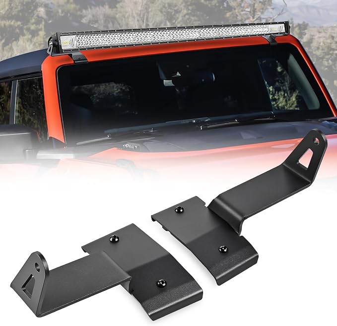 Nilight 2PCS 52” Straight LED Light Bar Mounting Bracket Over-Windshield Mount Kit for 2021 2022 2023 2024 2025 2026 Ford Bronco 2/4 Door (1 Pair, Black)