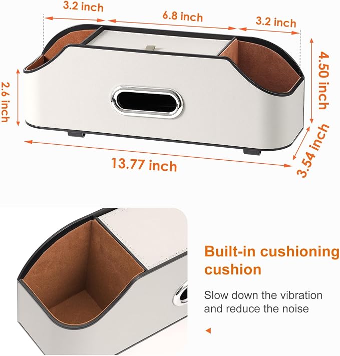 Car Rear Backseat Extra Multifunctional Drink Cup Holder Organizers with Tissue Storage Box Organizer & Hooks for Car Seat Back. White