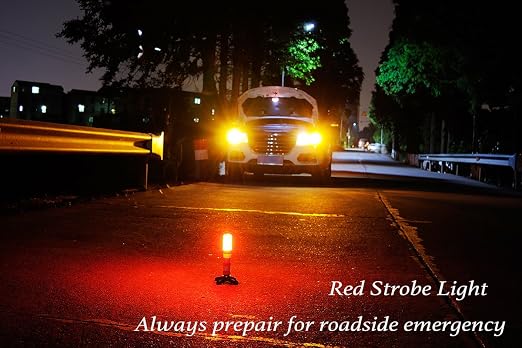 Led Road Flares Emergency Lights 2 Pack - Emergency Roadside Lights with Magnetic Base and Stand for Car Marine Vehicles Trucks - Comes in Solid Storage Case - Beacon Safety Strobe Light Warning Alert