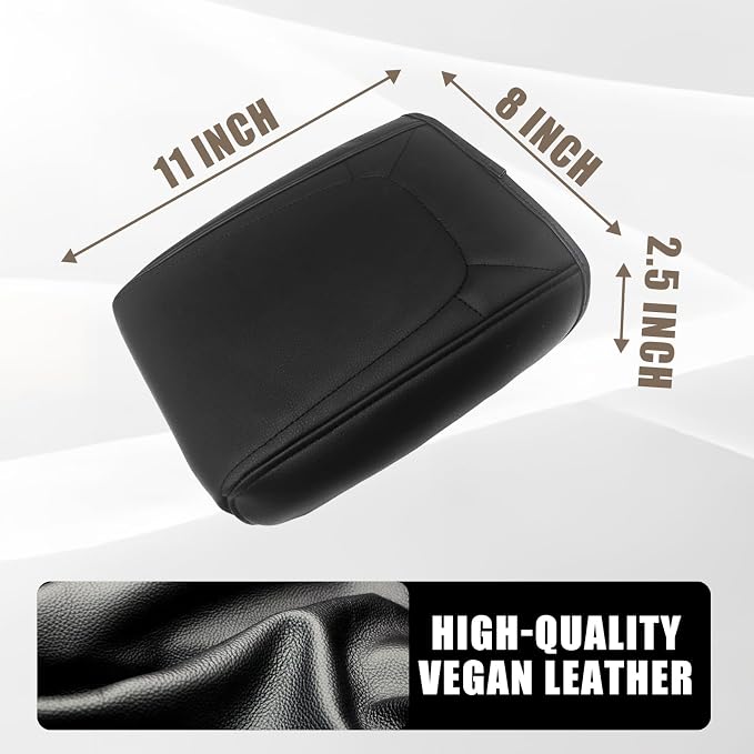 Muslogy Center Console Armrest Cover Fit for Chevy Colorado/GMC Canyon 2026 2023-2025 Accessories, Comfort Armrest Pad Console Lid Cushion Vegan Leather Regular Thick(Black Trim)