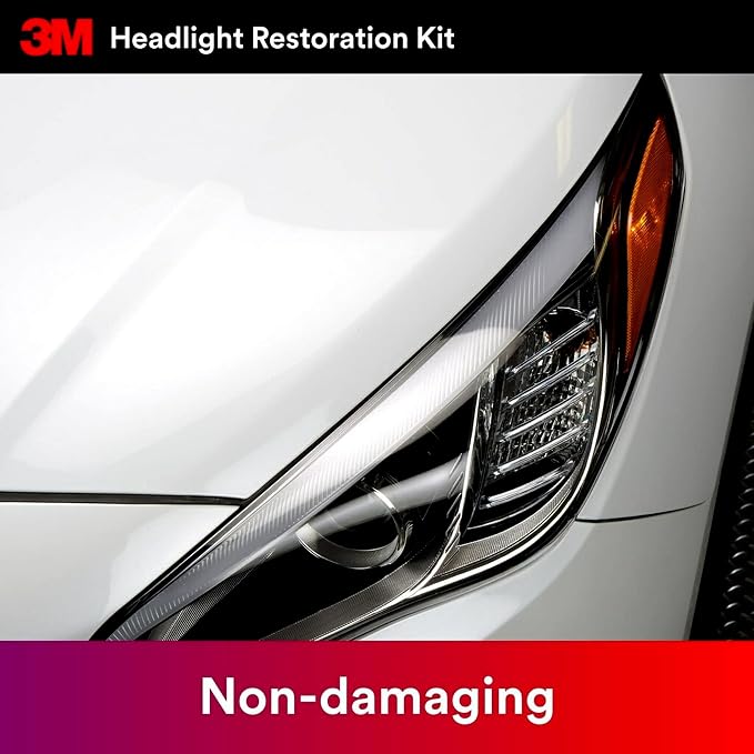3M Headlight Lens Restoration Kit, Medium Duty 2-Pack, No Tools Required, Restores Cloudy Yellowed Plastic Lenses, Includes Sanding Discs, Rubbing Compound & Foam Pads