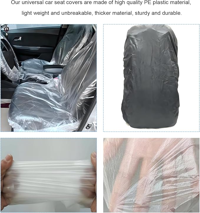 50 PCS Disposable Car Seat Covers, Clear Vehicle Seat Cover Waterproof Plastic Protector, Temporary Protective Covers for Airplane Seats/Restaurant Seats/Salon Chairs