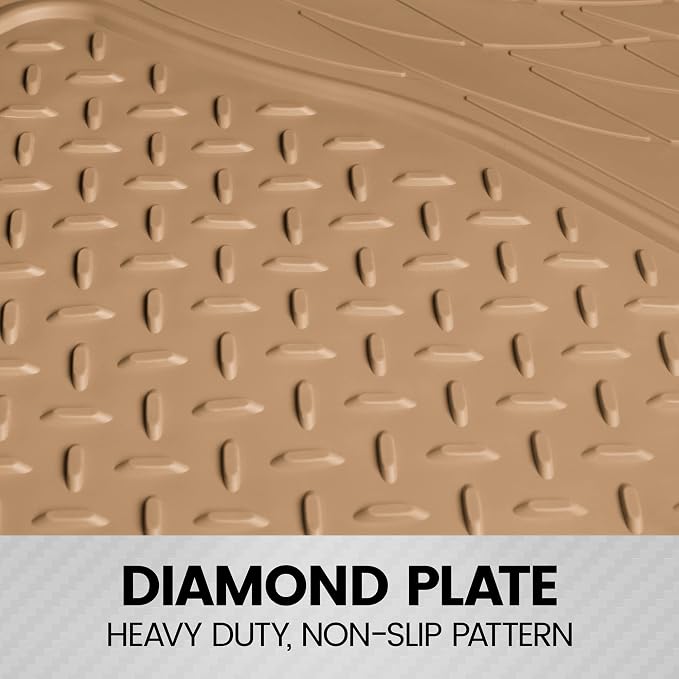 BDK Heavy Duty Rubber Cargo Mat Liner - All-Weather Trunk Protection, Trim-to-Fit Design for Cars, SUVs, Vans & Trucks - Non-Slip, Waterproof, Durable Cargo Floor Liner - 46" x 56.75" x 0.25" - Beige
