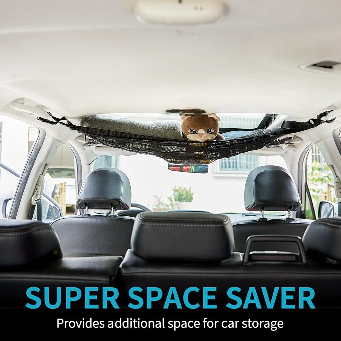 KOZR Car Ceiling Cargo Net - 31.5"*21.6" Car Ceiling Storage,Effortless Cargo Organization, Heavy-Duty Load Capacity, Secure & Reliable Design