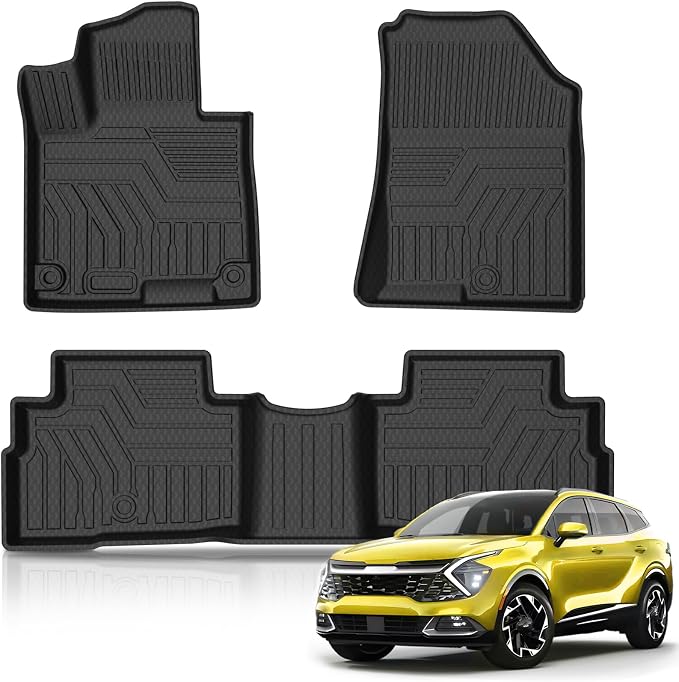 KUST Floor Mats for 2023-2026 Kia Sportage Accessories (Hybrid Only) | (Not for Gas or PHEV) Front Rear Car Mats, All Weather Protection, TPE Rubber, Raised Edge