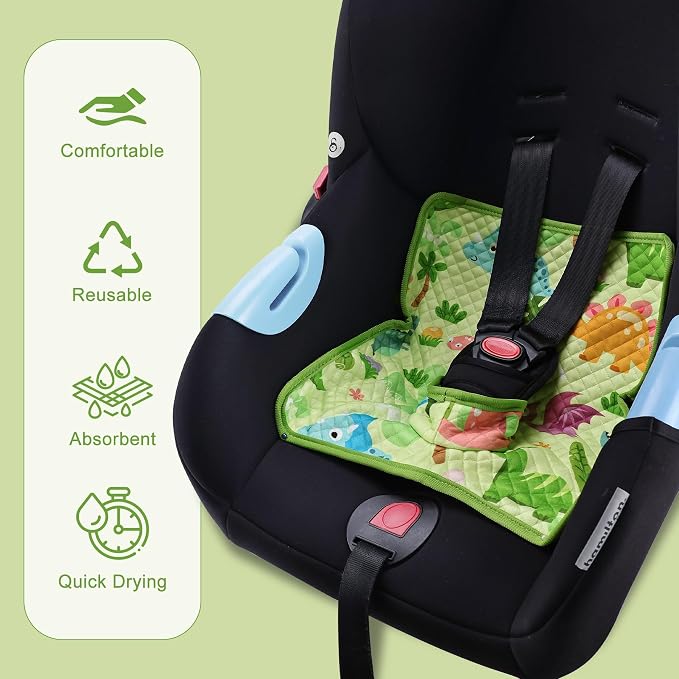 Car Seat Protector for Potty Training, 2 Pack Waterproof CarSeat Liner Toilet Training for Baby Infant Toddler, Dry Seat Piddle Pads Cover for Strollers (Green)