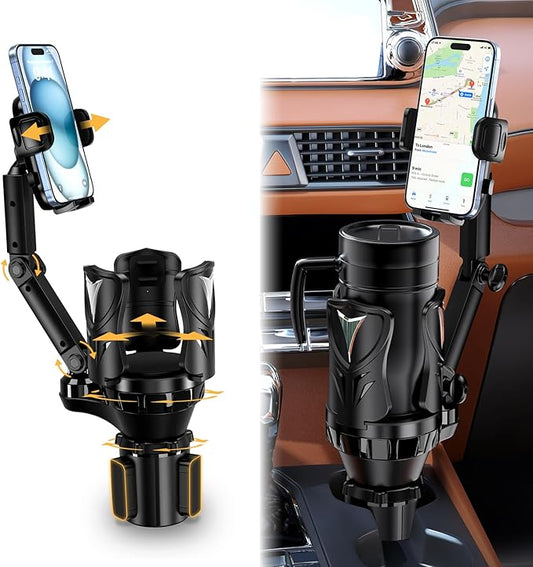 Phone Holders for Your Car, Adjustable Car Cup Holder Expander with Rubber Grip, Secure Hold, Multi-Scenario Use for Drivers, Commuters & Road Trips, Universal Fit for Up to 5.31'' Drinks/Mugs/Foods