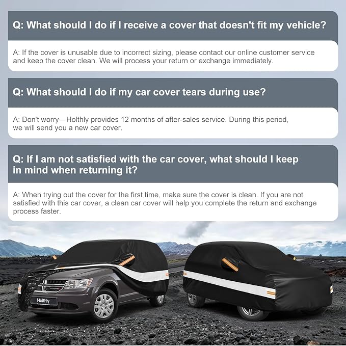 10 Layers SUV Car Cover Custom Fit for Dodge Journey (2008-2020), Waterproof All Weather for Automobiles, Outdoor Full Cover Sun Dust Rain Protection with Cotton. Black