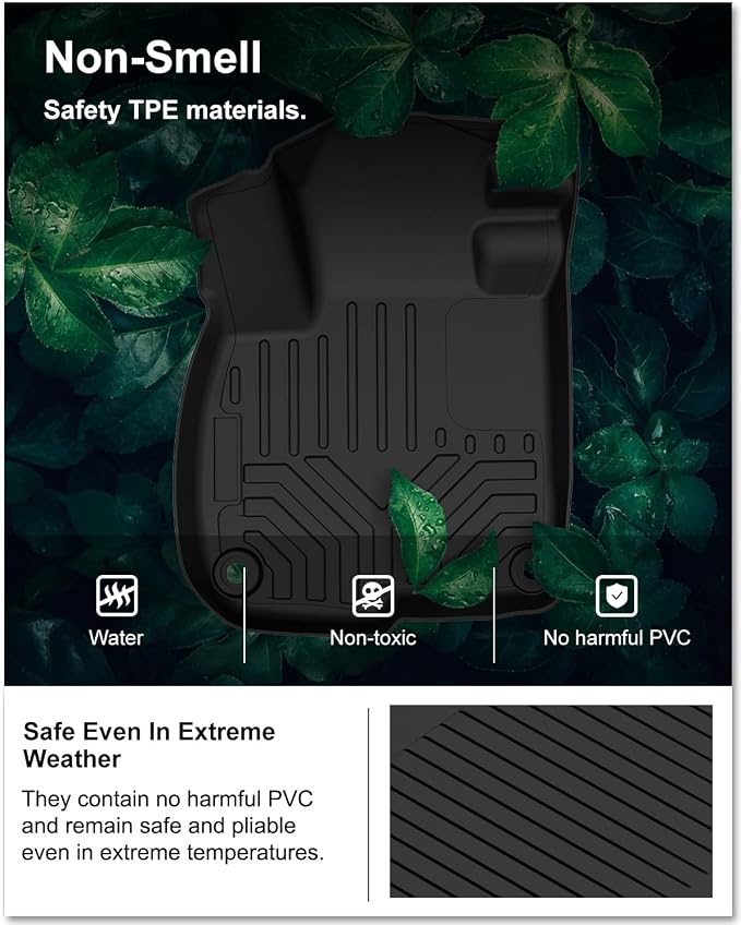 Kiwi Master Floor Mats for 2017-2022 Honda CR-V | Custom Fit All Weather Car Mats, Heavy Duty TPE Floor Liners, Front & Rear 2 Row Set, Black