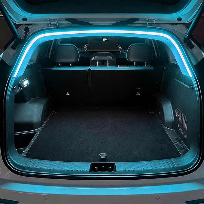 Car Trunk LED Light Strip, 157.5" Flexible Embedded Silicone Vehicle Interior Cargo Area Ambient Lighting, Automotive Trunk LED Light Strip Decor, Universal for SUV Van Truck (Ice Blue)