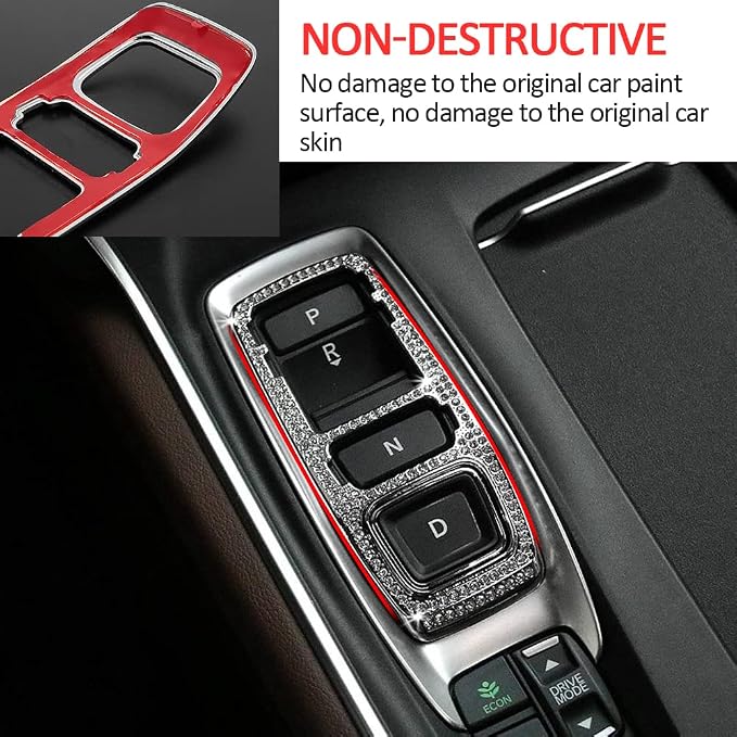 Bling Accord Accessories Gear Shift Panel Sticker Trim Shiny Crystal Decorative Decals Compatible with Honda Accord Accessories Hybrid 10th 2022 2021 2020 2019 2018