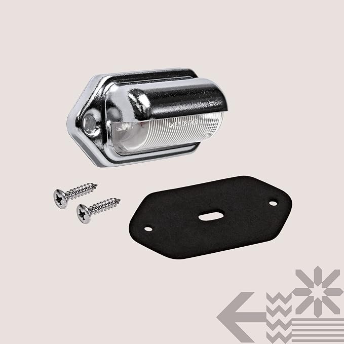 TRUE MODS 1pc Trailer LED License Plate Light [DOT FMVSS 108] [SAE L] [Chrome-Finish] [Surface Mount] [Waterproof] [12V DC] Courtesy Step License Plate Tag Lights for UTV ATV Trailer Truck RV Boat