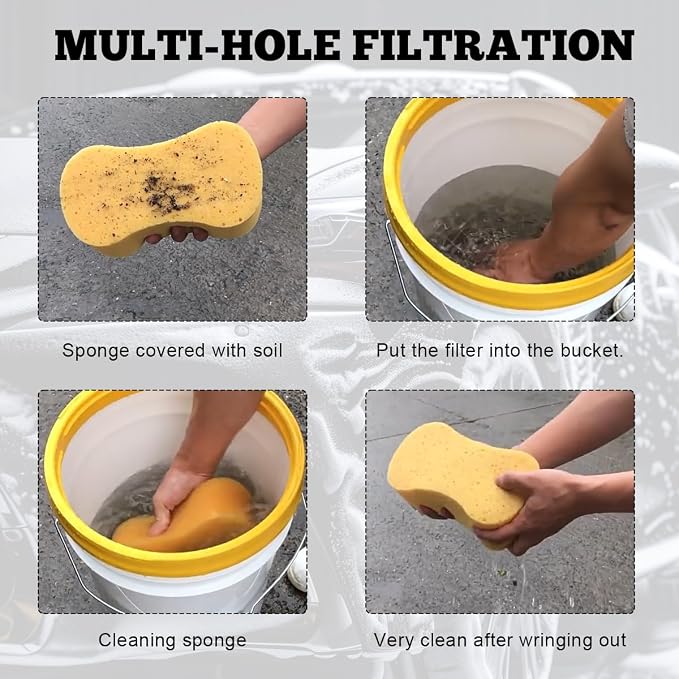 Yourkar 2 PCS Car Wash Bucket Inserts, Plastic Vehicle Wash Bucket Insert Detail Grit Trap, Auto Wash Dirt Collectors Fits 12 Inch Diameter Bucket, Universal Car Accessories (Yellow, 1PCS)