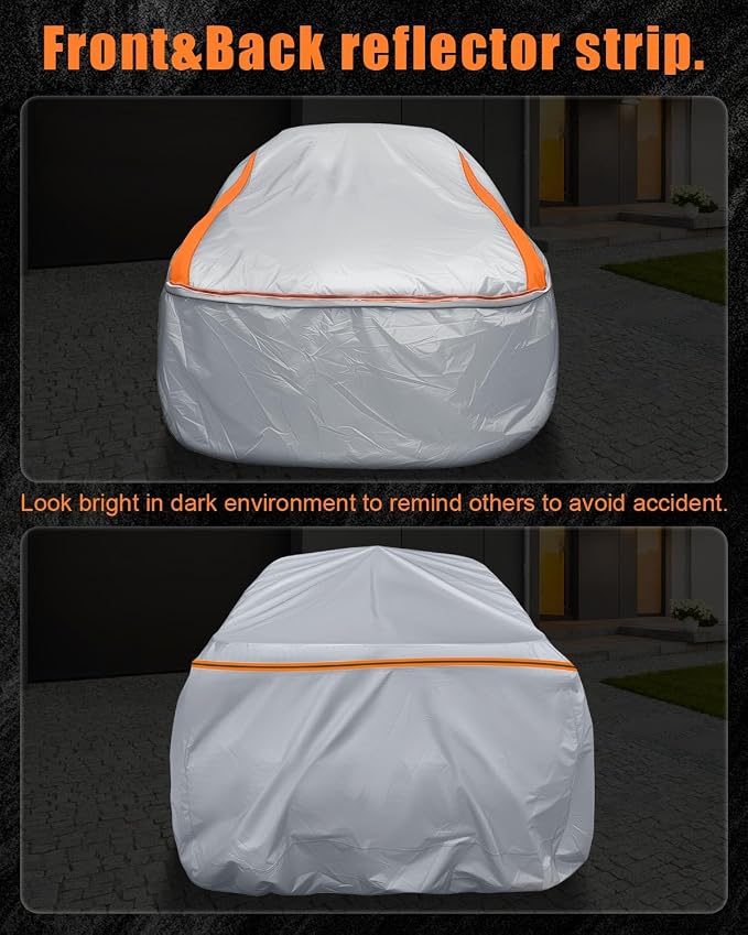 Full Enclosed Sliver Car Covers Universal Fit Ford Mustang,Corolla,Civic,C3/C4/C5/C7/C8 Corvette,Jetta,Forte,Model 3,Sentra,Elantra,A4,911,3 Series for Sedan/Coupe/Cabrio Length 177-191 inches
