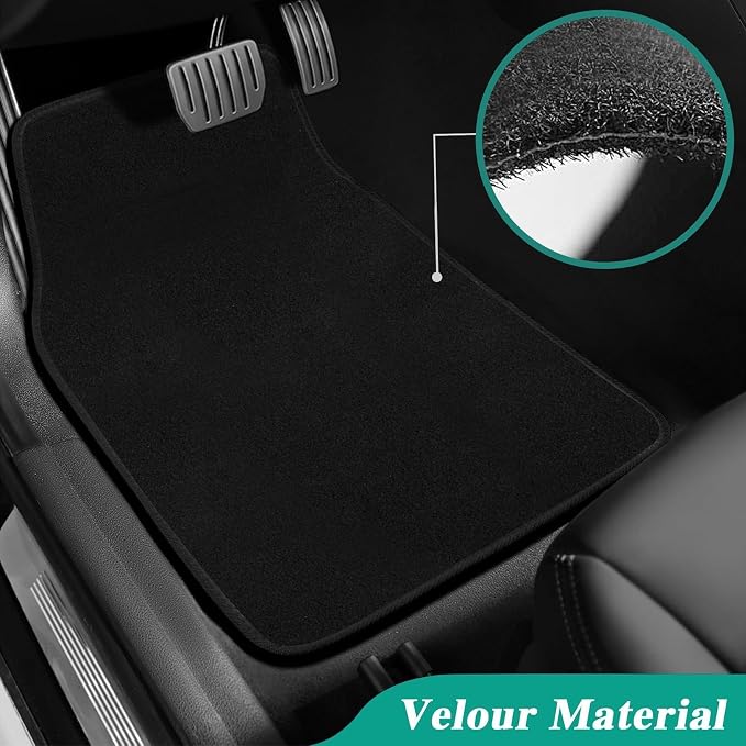 GXARTS 3PCS Velour Carpet Floor Mats Custom Fit for Chevy Equinox 2018-2024/GMC Terrain 2018-2024 (Not for EV), Premium Plush Car Floor Liners Front & Rear Full Set with Retaining Clips, Black