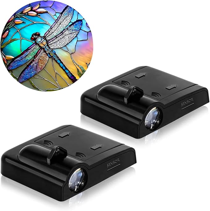2PCS Car Door Lights,Dragonfly Door Lights Logo Projector LED Shadow Welcome Lamp,Car Accessories Dragonfly Gifts for Women Men,Suitable for All Vehicles Motorcycle Bike