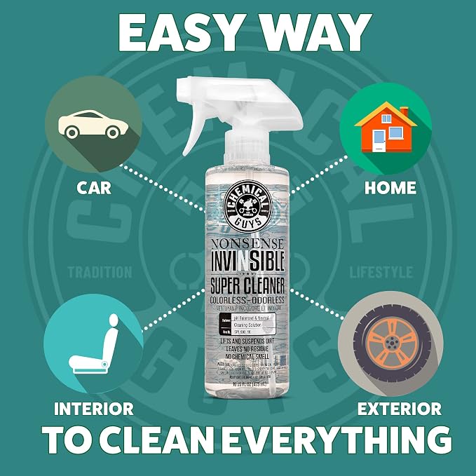 Chemical Guys Nonsense Colorless & Odorless All Surface Cleaner - Interior Cleaner, Safe for Vinyl, Rubber, Plastic, Carpet, and Upholstery, pH Balanced, Residue-Free, Unscented, 16 Fl Oz, Pack of 2 | Colorless, odorless, residue-free cleaner lifts dir...