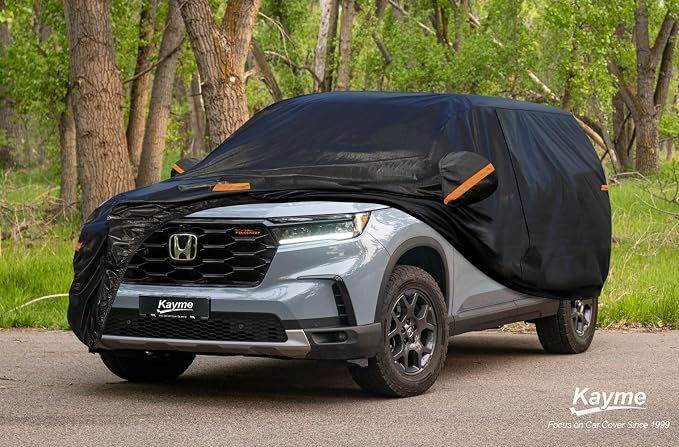 Kayme 7 Layers SUV Car Cover Custom Fit for Honda Pilot (2008-2025) Waterproof All Weather for Automobiles, Outdoor Full Cover Rain Sun UV Protection.Black