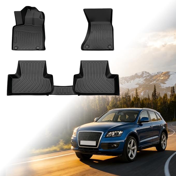 Floor Mats for Audi Q5 2009-2011 2012 2013 2014 2015 2016 2017 | TPE 2010 Q5 Floor Mats 1st & 2nd Row,Waterproof Summer Winter Non-Slip All Weather Floor Liners Car Accessories
