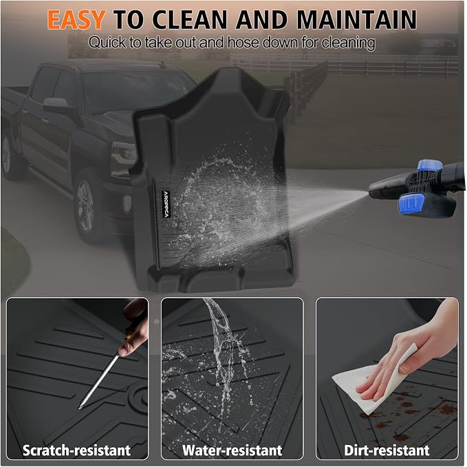 Floor Mats for 2014-2018 Chevrolet Chevy Silverado/GMC Sierra 1500 Crew Cab | All Weather Car Mats for 2015-2019 Silverado/Sierra 2500 HD/3500 HD Crew Cab, TPE Floor Liners for Silverado Accessories