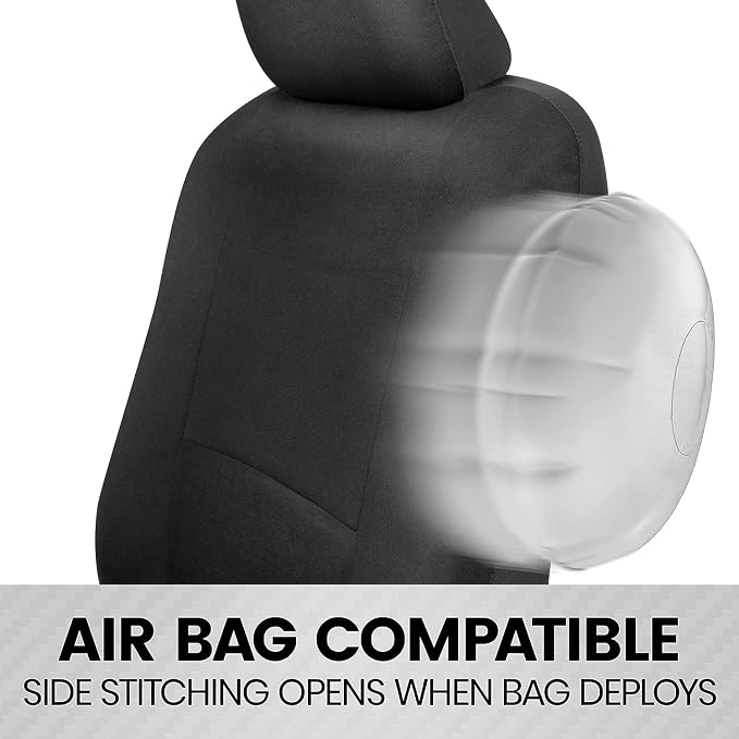 BDK PolyPro 2-Pack Front Car Seat Covers Set in Black/Black - Front Seat Covers for Cars Trucks Vans SUVs Sedans, Easy to Install Front Car Seat Cover Protection, Universal Fit Car Accessories