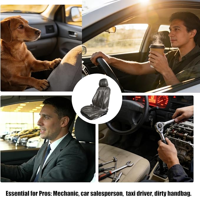 ROCCS 50PCS Disposable Car Seat Covers, Transparent Waterproof Plastic Seat Protector Universal for Airplane Seat, Salon Chairs, Restaurant Seats, Bus Seats & Most Vehicles