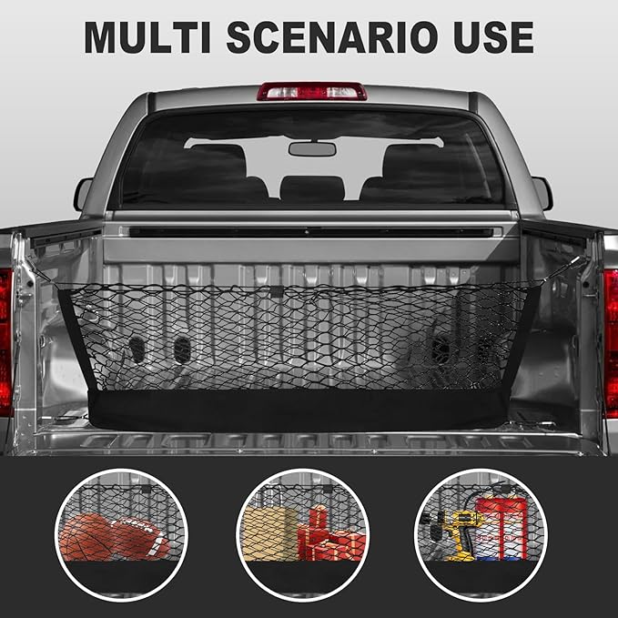 for Toyota Tacoma Envelope Style Truck Bed Cargo Net - Fits 2013-2024 2025 2026 Tacoma Accessories Cargo Net for Pickup Truck Bed - Heavy Duty Carabiners