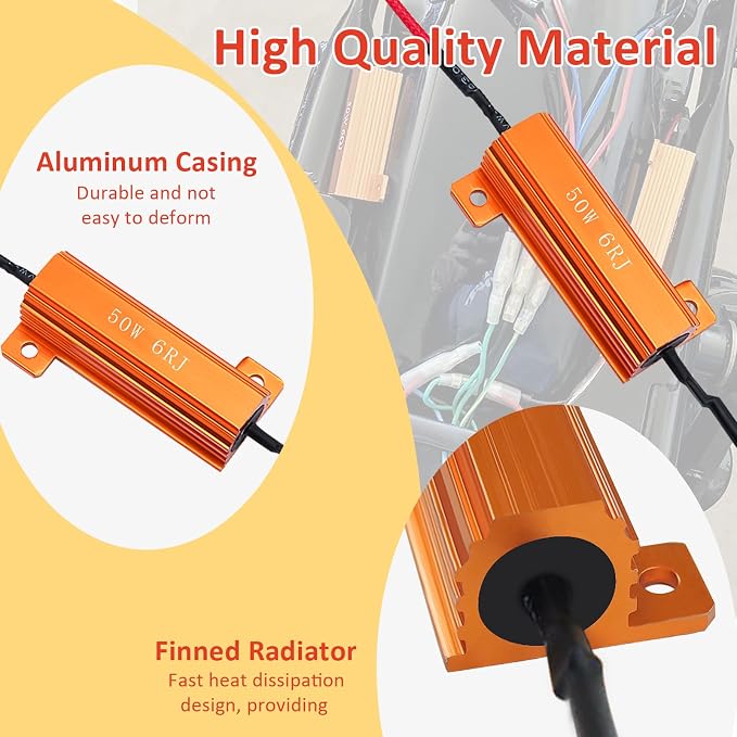 10Pcs 50W 6Ohm Load Resistors LED Turn Signal, LED Load Resistor Kit for Fix LED Bulb Fast Hyper Flash Turn Signal Blink Error Code (Amber)