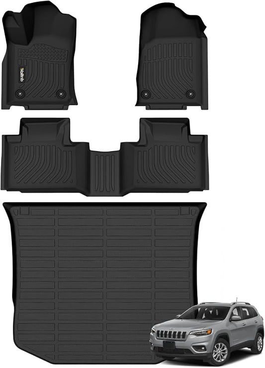 Car Floor Mats & Cargo Mat Custom for 2016-2021 Jeep Grand Cherokee & 2022 2023 Grand Cherokee WK (Not for L) All Weather Floor Mats for Jeep Grand Cherokee Trunk Mat Black Accessories