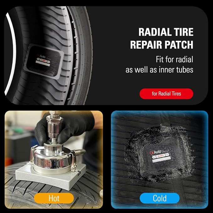 CKAuto 20 PCS Radial Tire Repair Patch Kit Heavy Duty 2-1/2" x 3-1/4" (65 x 80mm), for Cars Vans SUVs Buses & Heavy Trucks Tractor Agricultural Vehicles, Rectangle 2-1/2" x 3-1/4" (65 x 80mm) 20 PCS