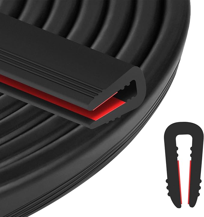 ToLanbbt Rubber Edge Trim U Channel - 3/16" Self Adhesive Sheet Metal Edge Guard Protector, EPDM Seal Strip for Car Doors, Steel Plates, Glass, Hatches, Table Corners, Fit 3/16"(4.8mm), 10Ft, Black