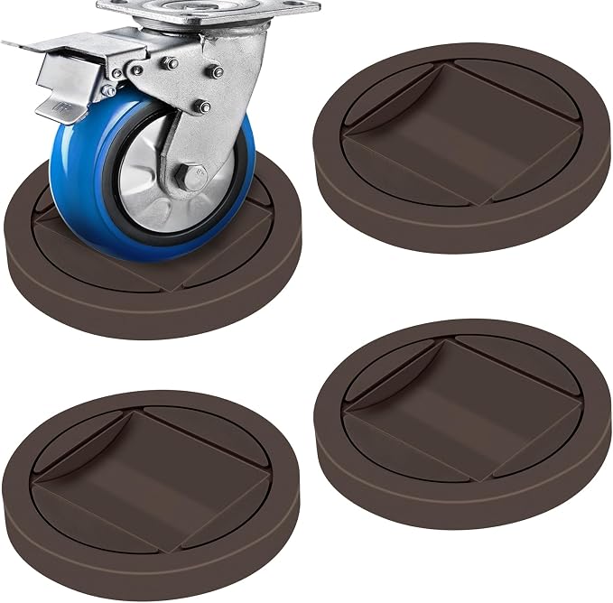 Bed Stoppers to Prevent Sliding - 4 Pack Furniture Wheel Stopper for Hardwood Floor - Rubber Caster Cups fit All Wheels of Furniture, Sofa, Bed, Chairs