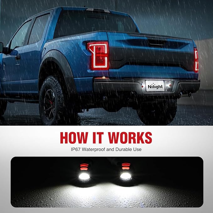 Nilight License Plate Lights Compatible with 1990-2003 2004 2005-2008 2009 2010 2011 2012 2013 2014 Ford F150 1999-2016 F250 F350 F450 F550 Super Duty with Red OLED Neon Tube 6000K White 2PCS Pack