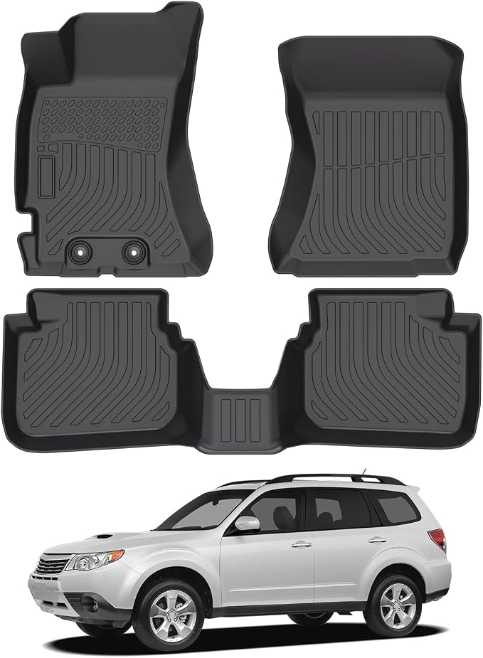 Floor Mats for Subaru Forester 2009-2013 | Heavy Duty TPE All Weather Protection, Waterproof Non-Slip Black Car Liners (Two-Row Floor Mats)