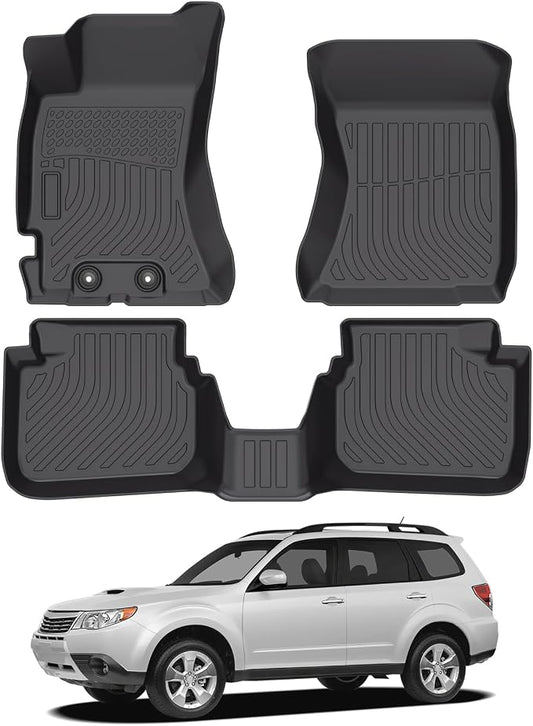 Floor Mats for Subaru Forester 2009-2013 | Heavy Duty TPE All Weather Protection, Waterproof Non-Slip Black Car Liners (Two-Row Floor Mats)