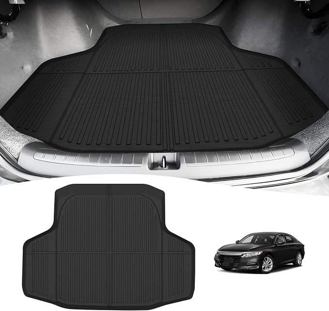 Cartist Cargo Liner Compatible with Honda Accord & Accord Hybrid 2018-2022 All Weather Rear Trunk Mat High Side Waterproof TPE Black