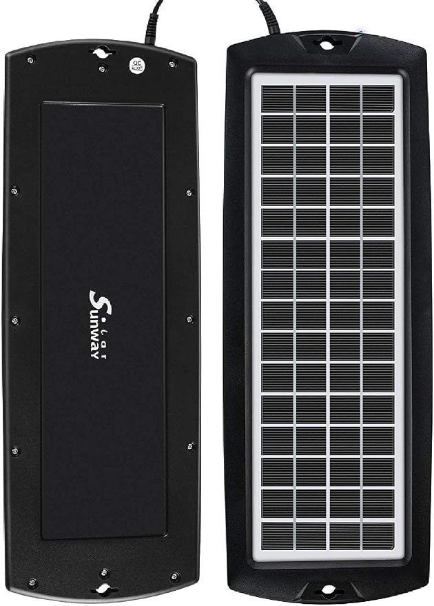 Sunway Solar Solar Car Battery Trickle Charger & Maintainer 5W Solar Panel Power 12V Charger kit Waterproof for Car Automotive RV Marine Boat Truck Motorcycle Trailer Tractor Powersports Snowmobiles