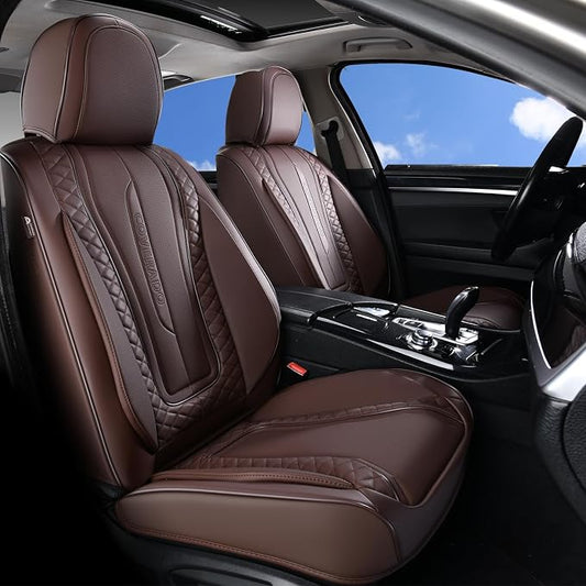 Coverado Car Seat Covers, Front Seat Cover 2-Pack, Faux Leather Waterproof Seat Covers, Car Seat Protectors,Driver Seat Covers Automotive Seat Covers Accessories Universal Fit Most Vehicles Coffee