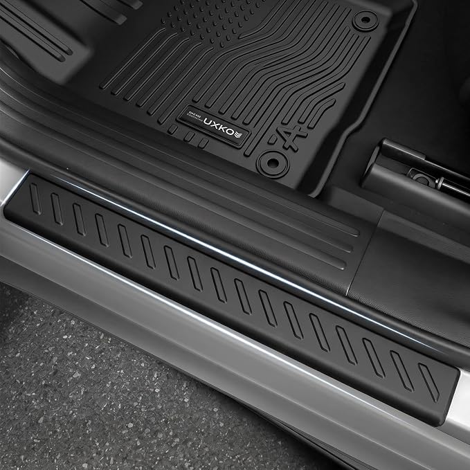 Auxko All Weather Floor Mats Cargo Mat for Nissan Versa 2020-2025 with Door Sill Protector TPE Liners All Season Accessories Guard Odorless Anti-Slip Floor Liners Trunk Tray