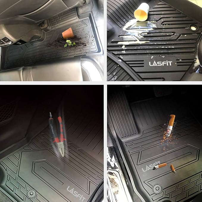 LASFIT Floor Mats for Jeep Grand Cherokee 2013 2014 2015 | for Dodge Durango 2013-2015, Not for 6-seat, All Weather, TPE, Custom Fit, Car Mats, Floor Liners, 1st & 2nd Row, Black