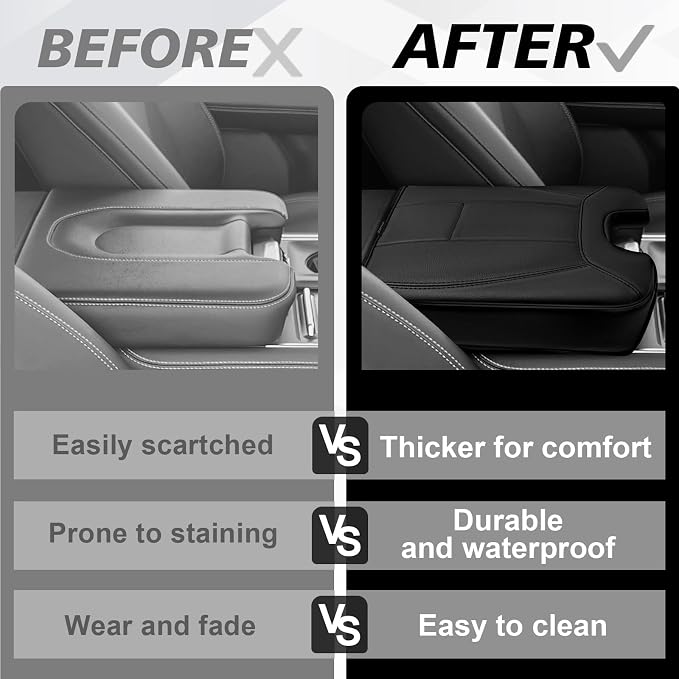Muslogy Center Console Armrest Cover Fit for Ford Expedition 2025 2026 Accessories, Comfort Armrest Pad Console Lid Cushion Vegan Leather Regular Thick