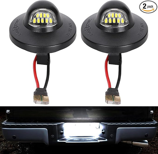 LED License Plate Light Tag Lights Assembly Compatible with Ford F150 F250 F350 F450 F550 Superduty Ranger Explorer Bronco Excursion Expedition,6000K White, 2PCS (Black)