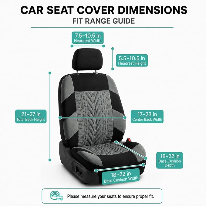 FH Group Front Set Premium Cloth Car Seat Covers for Low Back Car Seat with Removable Headrest, Universal Fit, Airbag Compatible Seat Cover for SUV, Sedan, Beige