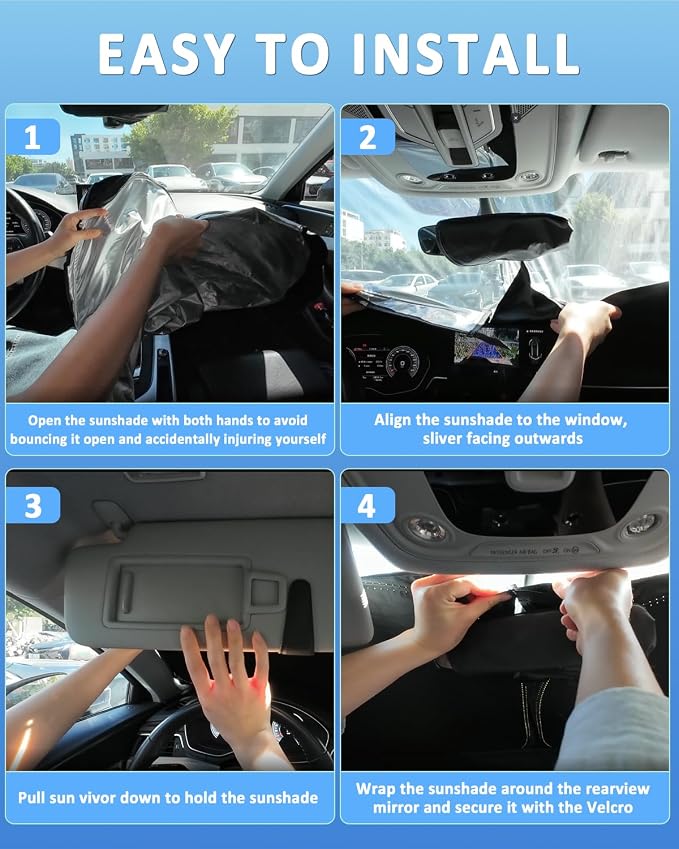 Windshield Sunshade for Buick Envision 2021-2026 Sun Shade 4 Layers | Car Windshield Accessories Upgrade Blocks UV Rays Custom Fit Envision 240T Car Window Shades Keep Cool Foldable