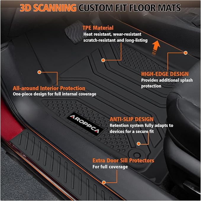 All Weather Floor Mats Cargo Liner with Backrest Mat for Mazda CX-5 2017-2025, TPE Rubber Liners Full Set wih Door Sill Protectors Automotive Mats for Mazda CX5 2025 Accessories
