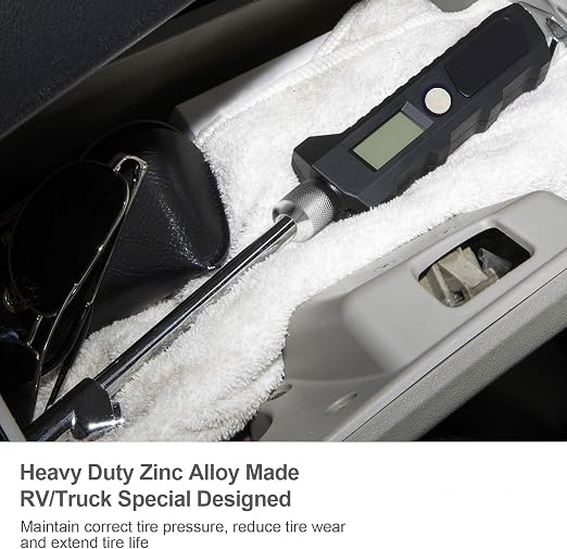 PINKJOY Digital Tire Pressure Gauge 230 PSI Heavy Duty Dual Head Stainless Steel Made for Truck and RV with Backlit LCD and Flashlight Car Accessories