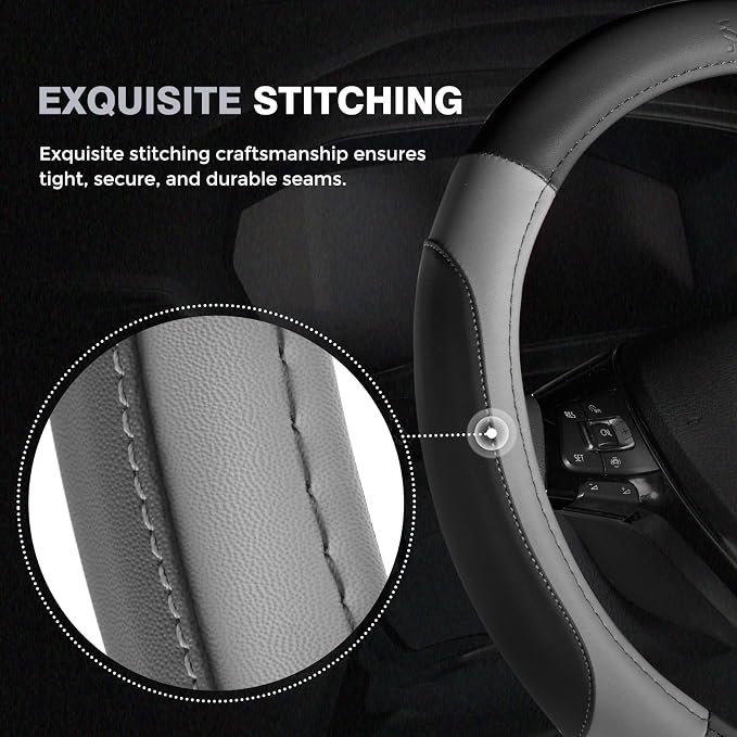 FLORICH Car Steering Wheel Cover, Microfiber Leather Steering Wheel Covers with Anti-Slip Lining, Breathable Elastic Car Steering Wheel Protector, Universal Standard Size 14-15 inch